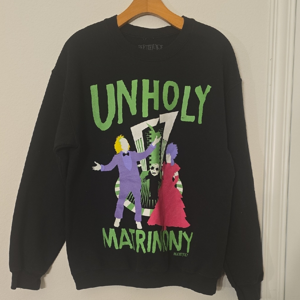 Unholy Matrimony Graphic Black Crewneck Sweater